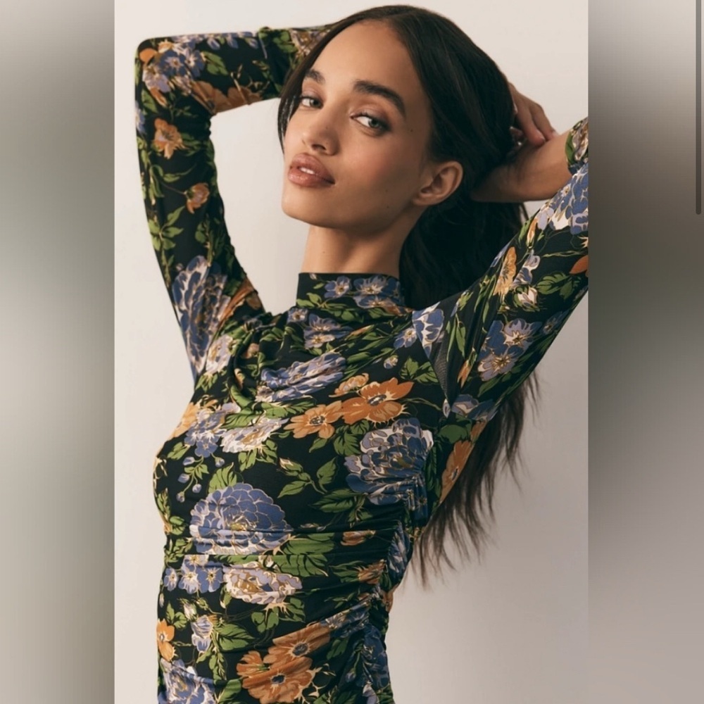 Farm Rio Capri Floral Print Turtleneck Top/ Size XS/S - Picture 2 of 13